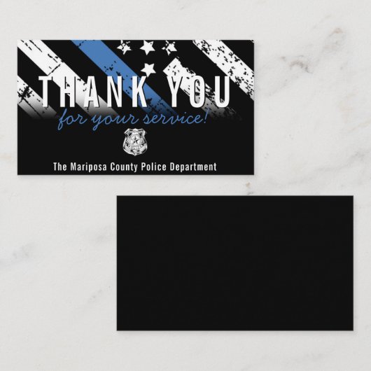 警察ブルーラインアメリカ国旗ありがとう 名刺 (正面/裏面)