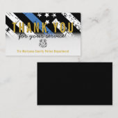 警察ブルーラインアメリカ国旗金ゴールドありがとう 名刺 (正面/裏面)