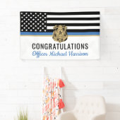 警察ブルーラインフラグ 卒業おめでとう 横断幕 (インサイチュ)
