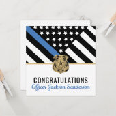 警察ブルーライン国旗の引退おめでとう カード (正面/裏面インサイチュ)