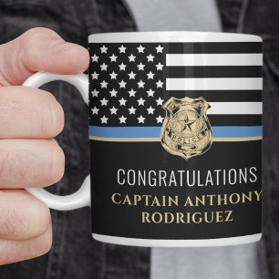 警察ブルーライン国旗の引退おめでとう コーヒーマグカップ