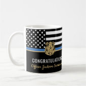 警察ブルーライン国旗の引退おめでとう コーヒーマグカップ (左)