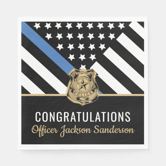 警察ブルーライン国旗の引退おめでとう スタンダードランチョンナプキン (正面)