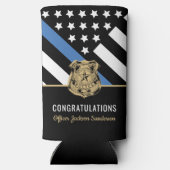 警察ブルーライン国旗の引退おめでとう スリム缶クーラー (裏面)