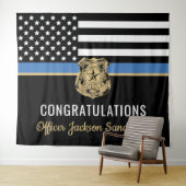 警察ブルーライン国旗の引退おめでとう タペストリー (インサイチュ(横))