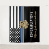 警察ブルーライン国旗の引退おめでとう タペストリー (正面)