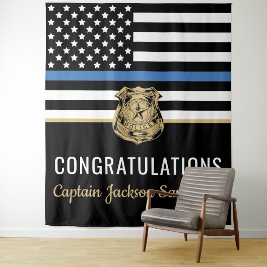 警察ブルーライン国旗の引退おめでとう タペストリー (インサイチュ)