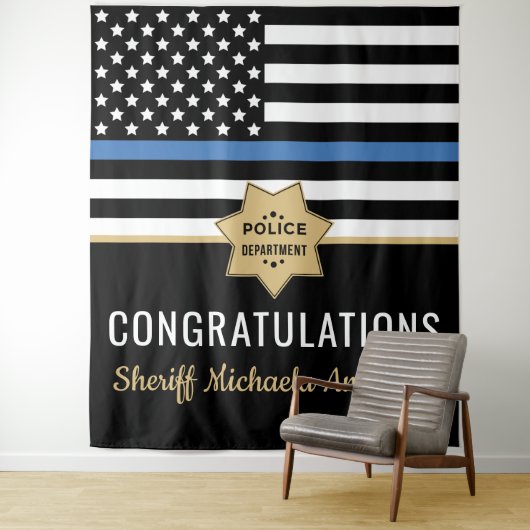 警察ブルーライン国旗の引退おめでとう タペストリー (インサイチュ)