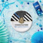 警察ブルーライン国旗の引退おめでとう ペーパープレート (パーティー)