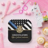 警察ブルーライン国旗の引退おめでとう ペーパープレート (パーティー)