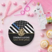 警察ブルーライン国旗の引退おめでとう ペーパープレート (パーティー)