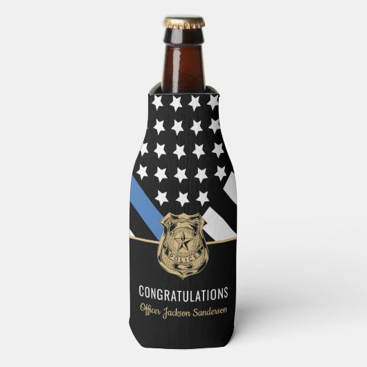 警察ブルーライン国旗の引退おめでとう ボトルクーラー (ボトル正面)