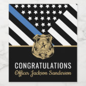 警察ブルーライン国旗の引退おめでとう ワインラベル (シングルラベル)