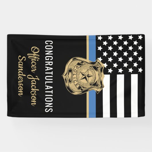 警察ブルーライン国旗の引退おめでとう 横断幕 (横)