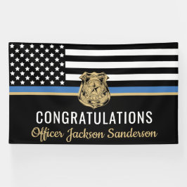 警察ブルーライン国旗の引退おめでとう 横断幕