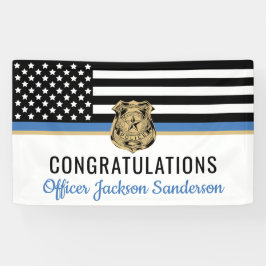 警察ブルーライン国旗の引退おめでとう 横断幕