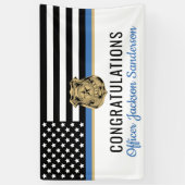 警察ブルーライン国旗の引退おめでとう 横断幕 (縦)