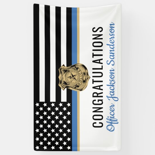 警察ブルーライン国旗の引退おめでとう 横断幕 (縦)