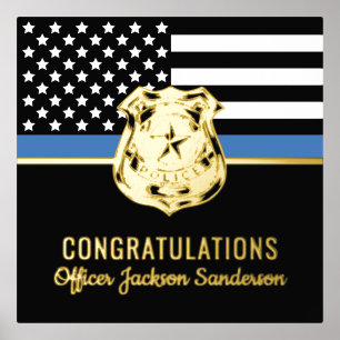 警察ブルーライン国旗の引退おめでとう 箔ポスター