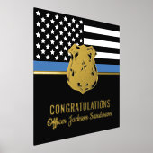 警察ブルーライン国旗の引退おめでとう 箔ポスター (レイダウン)