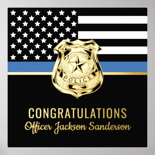 警察ブルーライン国旗の引退おめでとう 箔ポスター (正面)