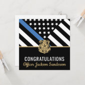 警察ブルーライン旗退職祝い カード (正面/裏面インサイチュ)