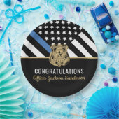 警察ブルーライン旗退職祝い ペーパープレート (パーティー)