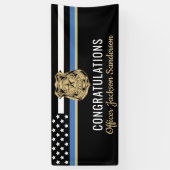 警察ブルーライン旗退職祝い 横断幕 (縦)