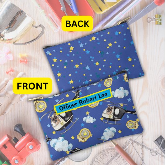 警察ヘリコプターとK-9ユニットおもしろいかわいい アクセサリーポーチ