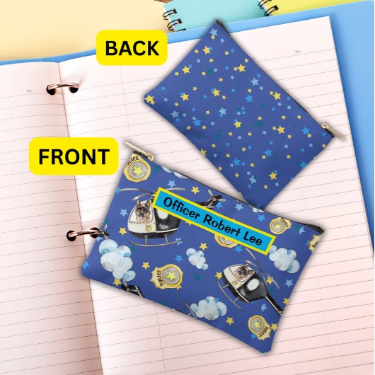 警察ヘリコプターとK-9ユニットおもしろいかわいい アクセサリーポーチ