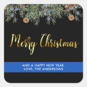 警察メリークリスマスシンブルーライン スクエアシール (正面)