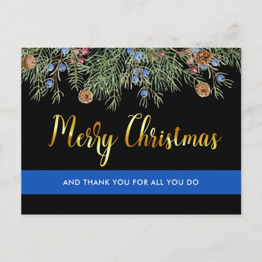 警察メリークリスマス法執行ありがとう ポストカード (正面)