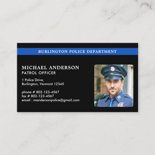 警察モダン写真法カスタム執行 名刺 (正面)