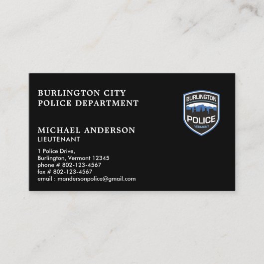 警察モダン職員のカスタムロゴ法執行機関 名刺 (正面)