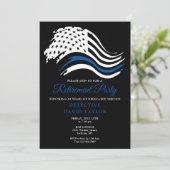 警察モダン退職パーティー薄い青い線のフラグ 招待状 (スタンド正面)