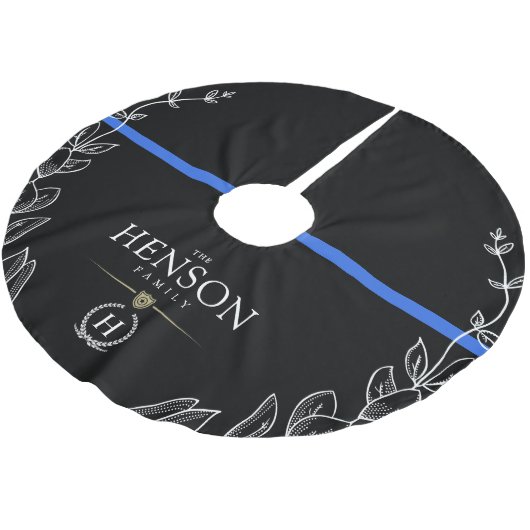 警察モノグラム|シンブルーラインクリスマス ブラッシュドポリエステルツリースカート (アングル)