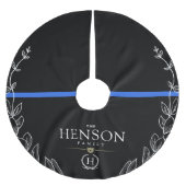 警察モノグラム|シンブルーラインクリスマス ブラッシュドポリエステルツリースカート (正面)