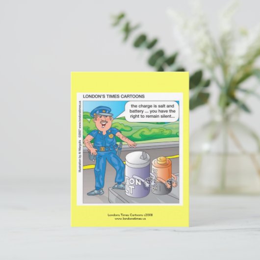 警察ユーモア Assault & Battery 面白いポストカード ポストカード (スタンド正面)