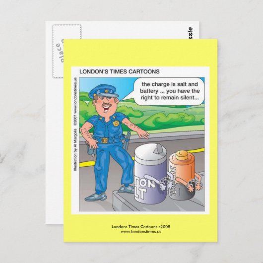 警察ユーモア Assault & Battery 面白いポストカード ポストカード (正面/裏面)