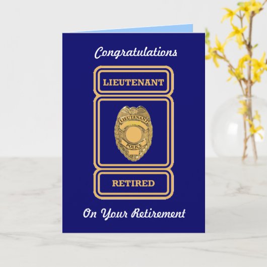 警察中尉の退職証明書 カード (黄色い花)