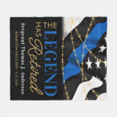 警察伝説シンブルーラインフラッグ退職金 フリースブランケット (正面(横))