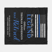 警察伝説シンブルーラインフラッグ退職 フリースブランケット (正面(横))