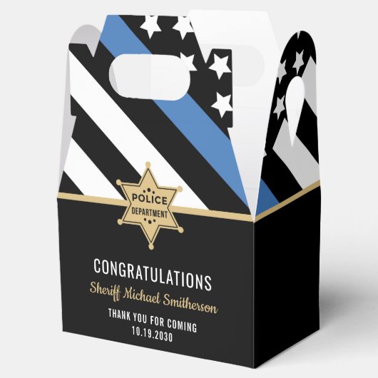 警察保安官の退職金の細い青い線のフラグ フェイバーボックス (オープン)