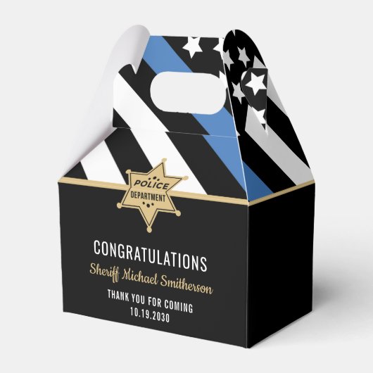 警察保安官の退職金の細い青い線のフラグ フェイバーボックス (正面サイド)
