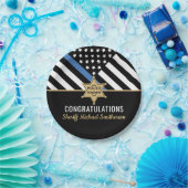 警察保安官の退職金の細い青い線のフラグ ペーパープレート (パーティー)