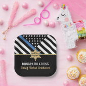 警察保安官の退職金の細い青い線のフラグ ペーパープレート (パーティー)