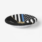 警察保安官の退職金の細い青い線のフラグ ペーパーボウル (傾斜あり)