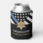 警察保安官の退職金の細い青い線のフラグ 缶クーラー (缶正面)