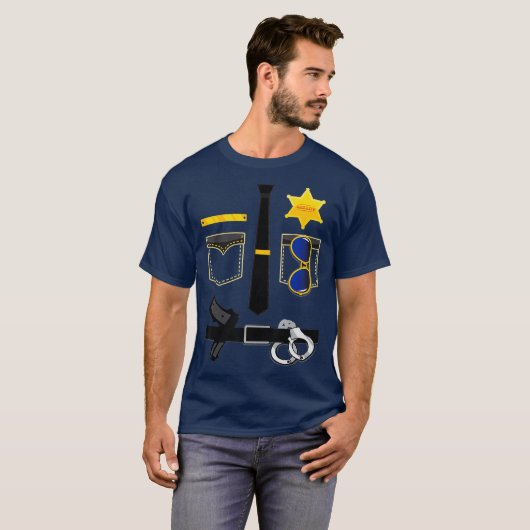 警察保安官制服おかしなハロウィーンの衣装 Tシャツ (正面フル)