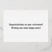 警察保安官退職青色線おめでとうカード 箔招待状 (裏面)